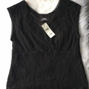 V Neck Lace B. Moss Top Black sz8